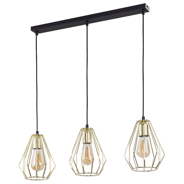 Pendelleuchte in Schwarz Gold 3xE27 Esstisch OHLA