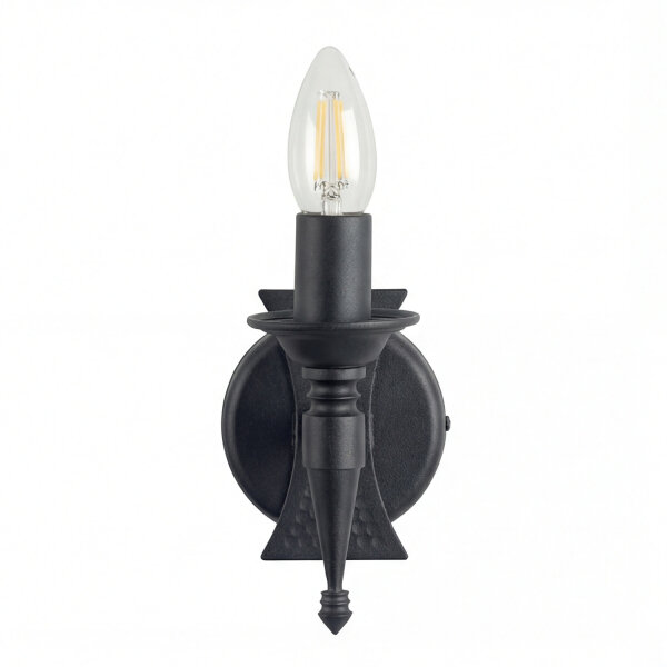 Wandleuchte Schwarz Schmiedeeisen Rustikal B:10 cm E14