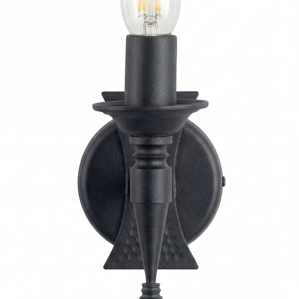 Wandleuchte Schwarz Schmiedeeisen Rustikal B:10 cm E14