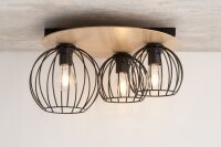 Deckenlampe Schwarz Natur Metall Holz E27 Flur