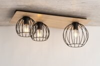 Deckenlampe Schwarz Natur E27 Holz Metall Retro