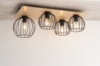Deckenlampe Metall Holz E27 Schwarz Natur Retro innen