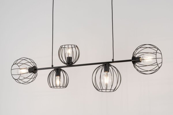 Pendelleuchte E27 Schwarz Metall Retro Design