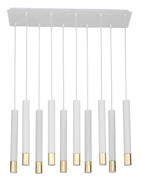 Hängeleuchte Weiß Gold Modern Metall groß 10 Pendel