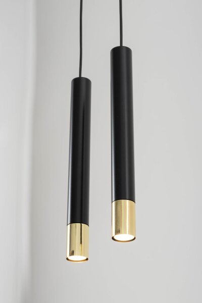 Lampe à suspendre Métal Noir Or Moderne 2 suspensions Salle à manger