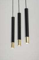 Hängelampe Schwarz Gold Metall Modern 3-flammig