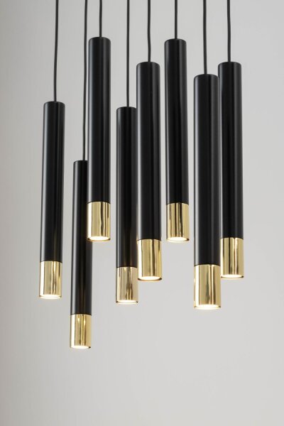 Pendelleuchte Schwarz Gold groß Modern Metall THEANO