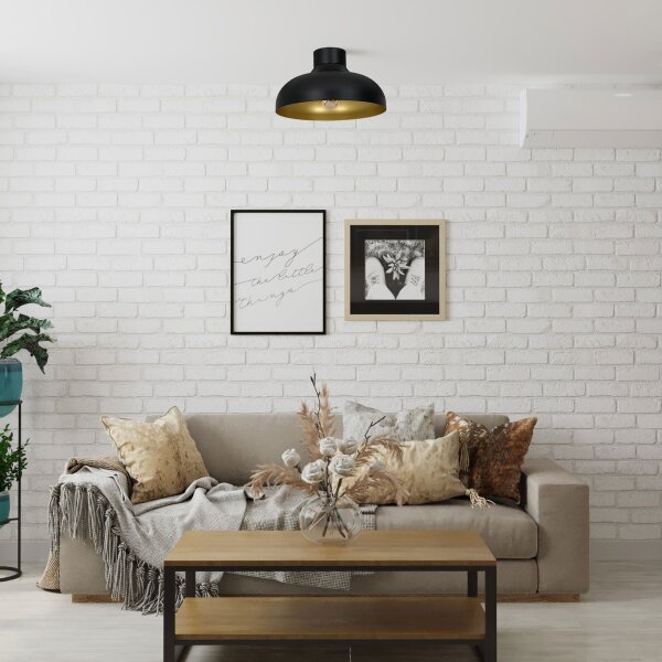 Plafonnier salon rond 40 cm abat-jour métal