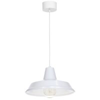 Suspension blanc Mid Century m&eacute;tal rond &Oslash;36cm