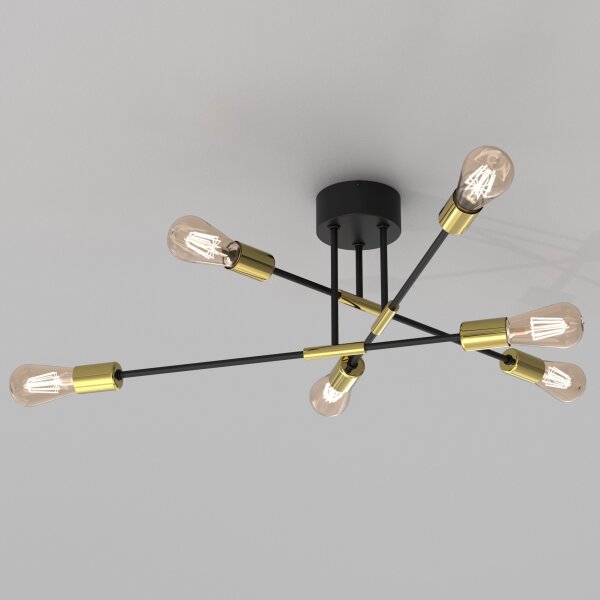 Deckenlampe Metall Vintage E27 Schwarz Gold AQUIB