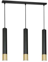 Suspension m&eacute;tal 3 flammes noir or GU10 Moderne