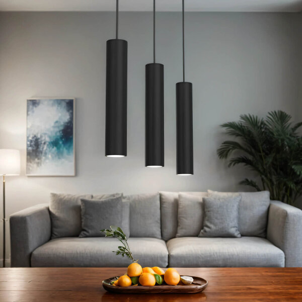 Lampe à suspendre métal noir Moderne 3 flammes GU10 VISHAL