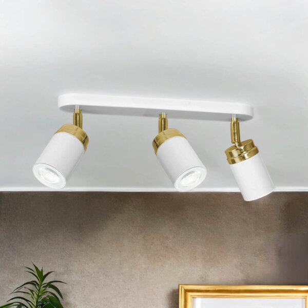 Spot Strahler Decke Weiß Gold 3x GU10 Metall EVIE
