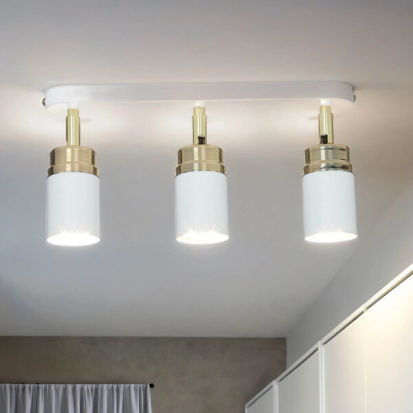Spot Strahler Decke Weiß Gold 3x GU10 Metall EVIE