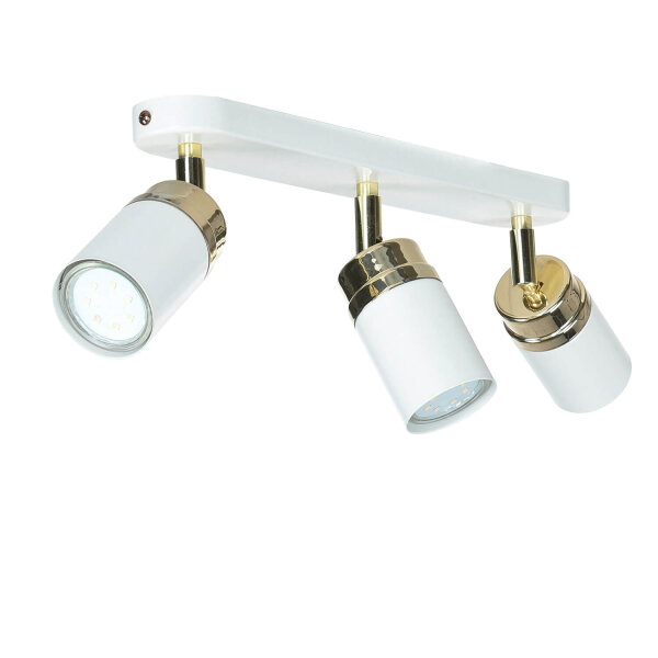 Spot Strahler Decke Weiß Gold 3x GU10 Metall EVIE