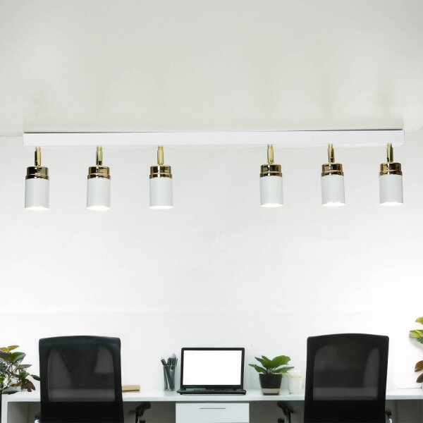 Strahler Weiß Gold 90 cm 6-flammig GU10 Metall