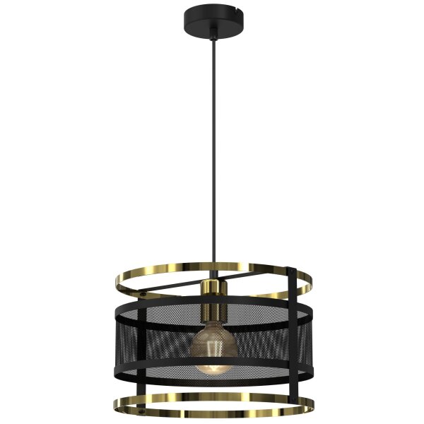 Pendelleuchte Schwarz Gold Mesh Ø 30 cm Esstisch