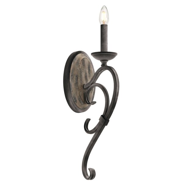 Applique CAMELOT 8 en zinc Lampe bois antique