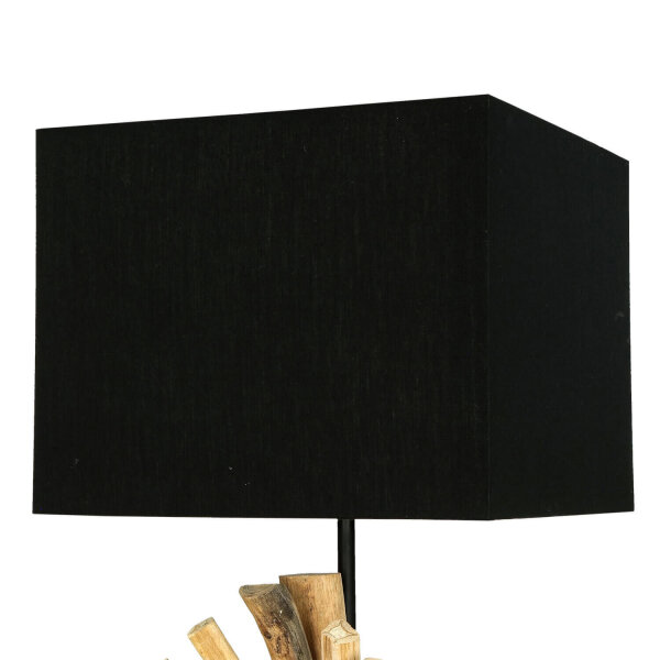 Lampe de table bois flotté tissu 69 cm E27 artisanat SAWATH