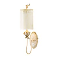 Applique ELIF en feuille dor Cr&egrave;me L:19cm Lampe