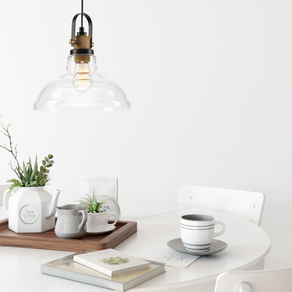 Suspension industrielle Vintage Verre Abat-jour E27