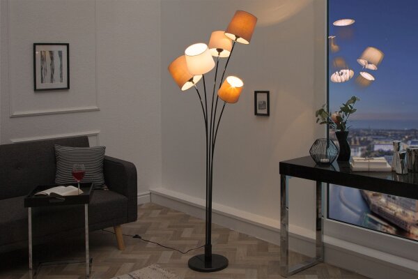 Wohnzimmer Stehlampe Modern Weiß Braun Beige LEVELS