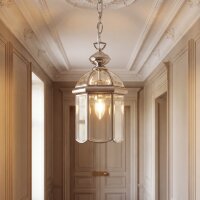 Pendelleuchte Chrom Glas E27 L:17,8 cm Klassisch Modern