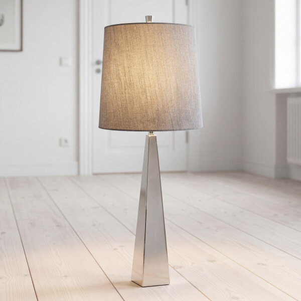 Design Bodenlampe Metall Stoff in Nickel Dunkelgrau