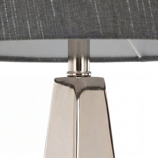 Design Bodenlampe Metall Stoff in Nickel Dunkelgrau