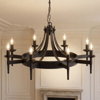Lustre rustique fer forgé 8-flmg.