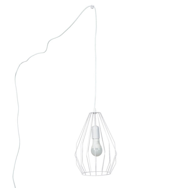 Hängelampe mit Stecker Weiß Käfig Schirm 5,5 m lang