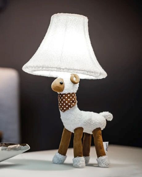 Lampe de table Blanc Mouton 48 cm incl. LED Chambre denfant