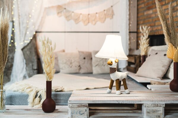 Lampe de table Blanc Mouton 48 cm incl. LED Chambre denfant