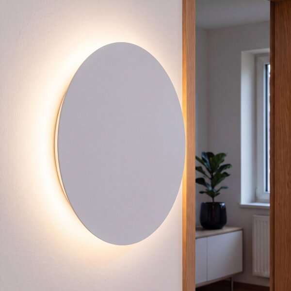 LED Wandleuchte Metall flach rund Ø15cm Weiß