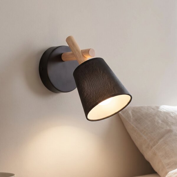 Applique murale Noir Tissu Abat-jour E27 VAIO