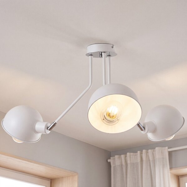 Spot de plafond blanc E27 rétro métal 3 flammes