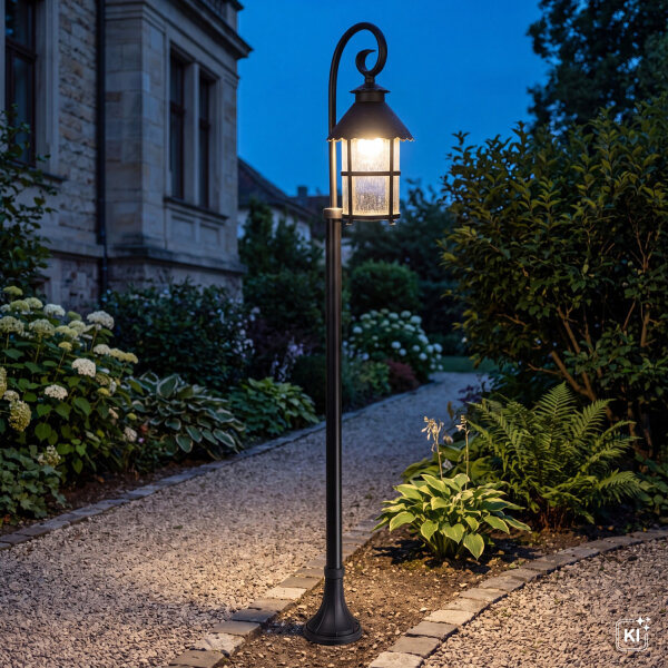 Außenlampe Schwarz 166 cm Glas Metall Rustikal elegant