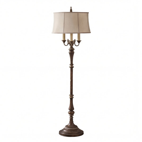 Stehleuchte Stoff Creme Jugendstil 4-flammig E27 159 cm