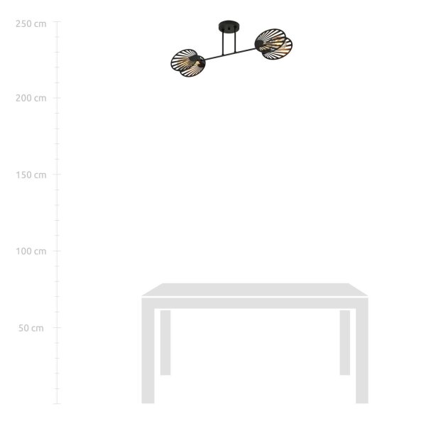 Plafonnier Métal Noir 86 cm de long Moderne CADMUS