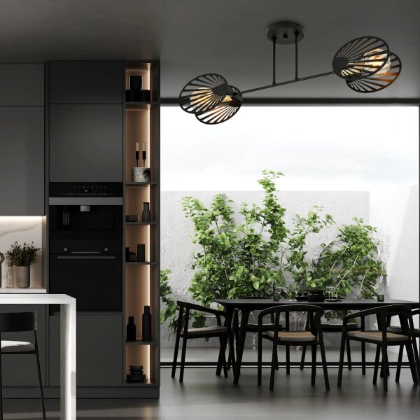 Plafonnier Métal Noir 86 cm de long Moderne CADMUS