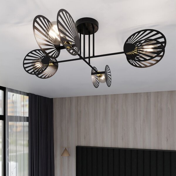 Deckenleuchte Schwarz Metall 86 cm lang 4-flammig