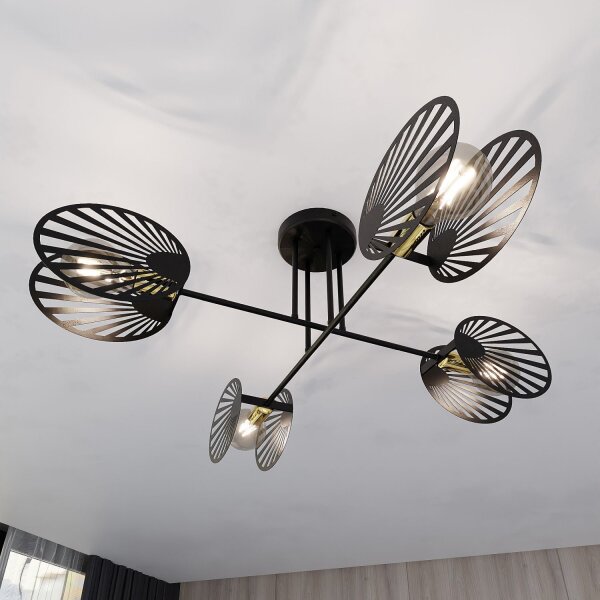 Deckenleuchte Schwarz Metall 86 cm lang 4-flammig