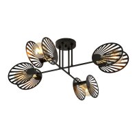 Plafonnier noir m&eacute;tal 86 cm de long 4 flammes