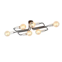 Plafonnier plat métal 6 flammes rétro 55 cm...