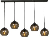 Hängelampe Schwarz Rauchglas 5-flammig E27 EASTON