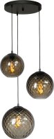 Suspension noire 3 flammes ajustables Abat-jour...