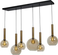 Lampe à suspendre laiton noir fumée 6...