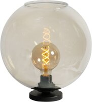 Lampe de table verre &Oslash; 30 cm fum&eacute;e noir E27...