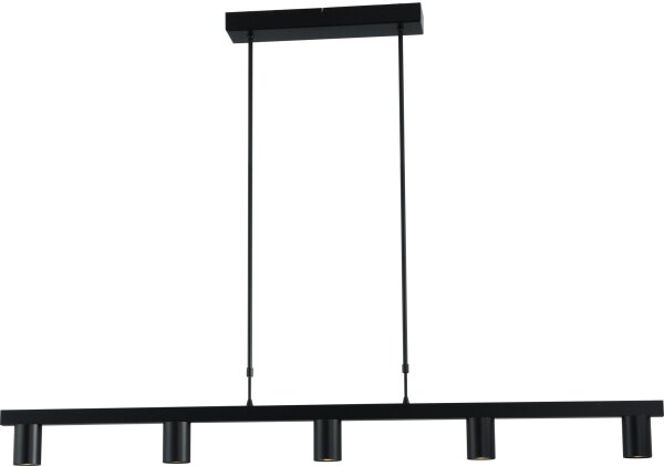 Lampe à suspendre métal noir 5 flammes 130 cm de long