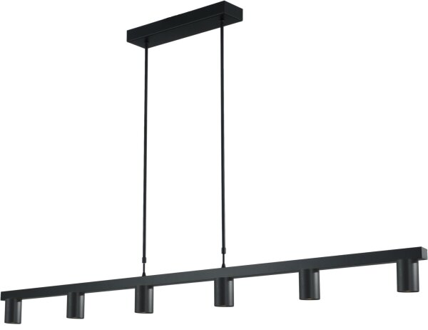 Suspension en métal noir 6 flammes 160 cm